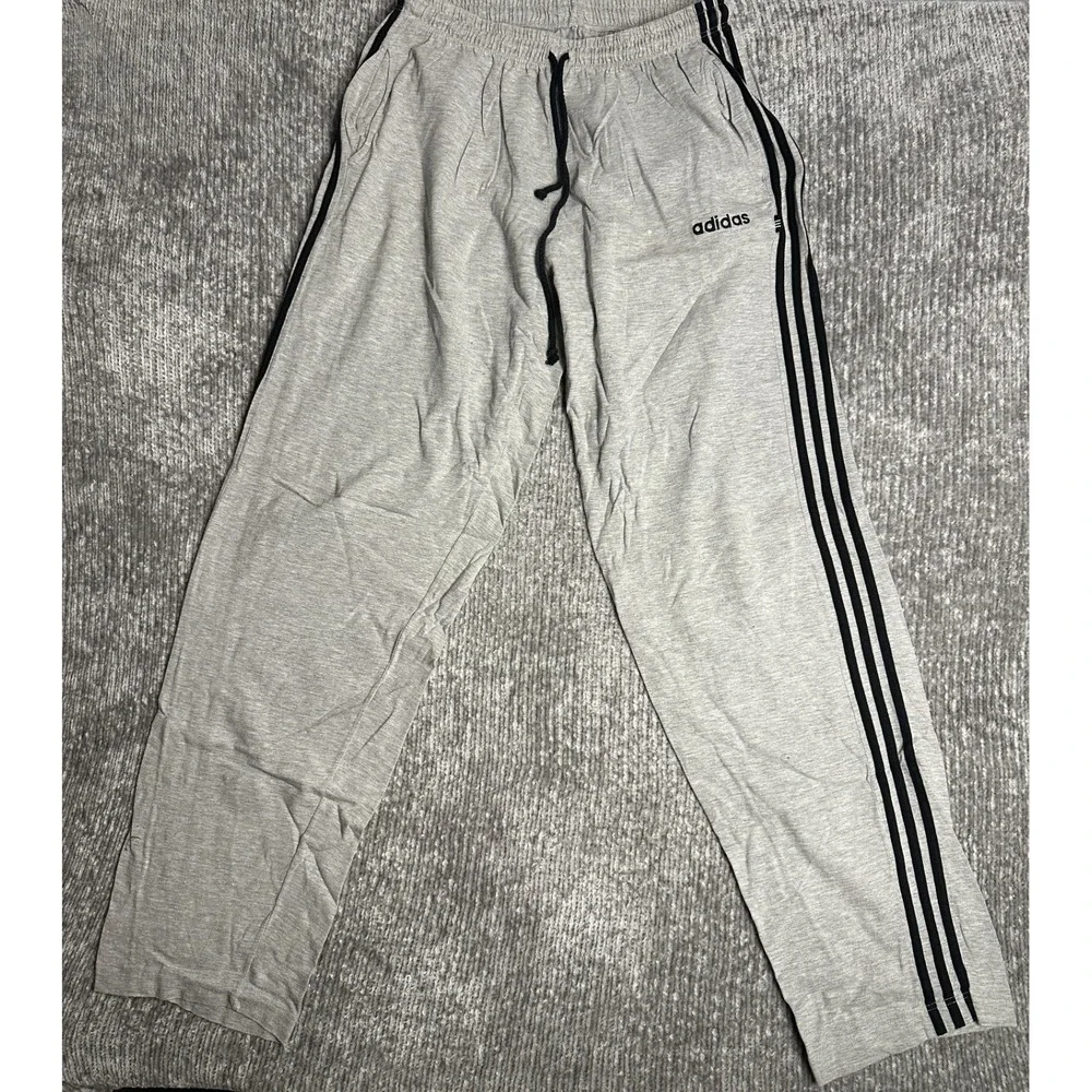 Men's Adidas Essentials 3-Stripes Cotton Joggers Pants Gray Black Sz XXL